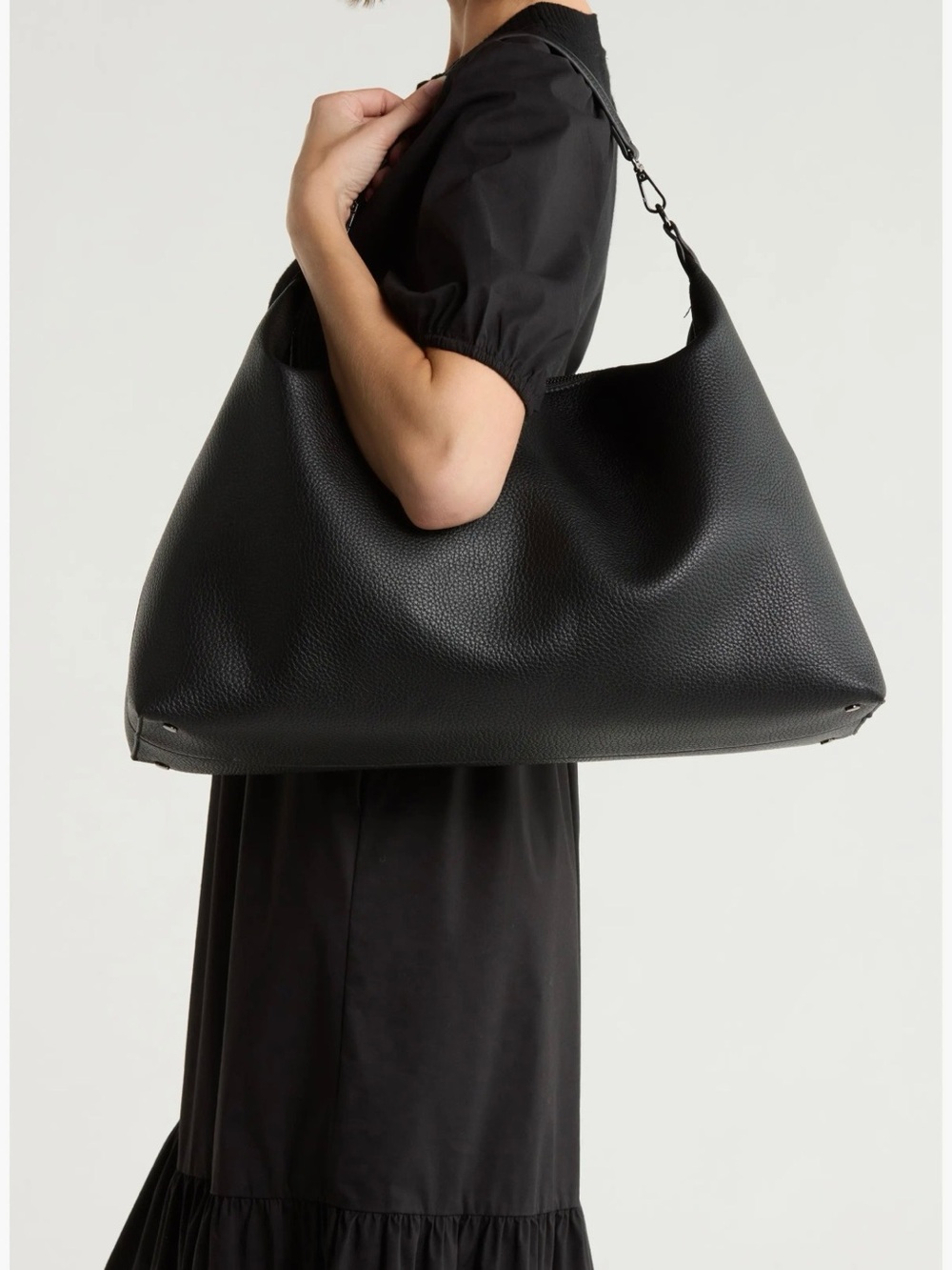 BCBG Black & Gunmetal Large Hobo Bag NWT